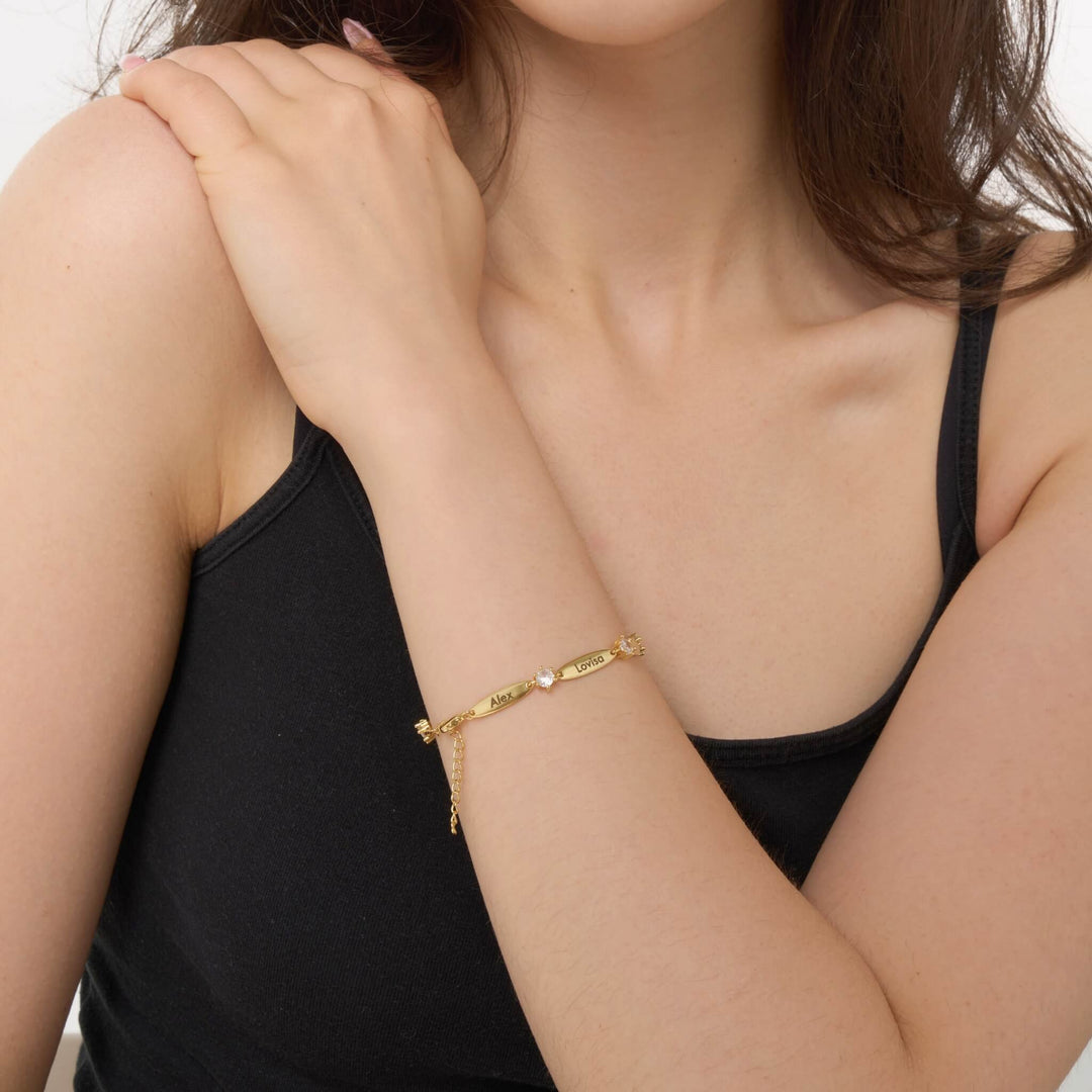 Персонализированный Браслет с Кристаллами и Плашками