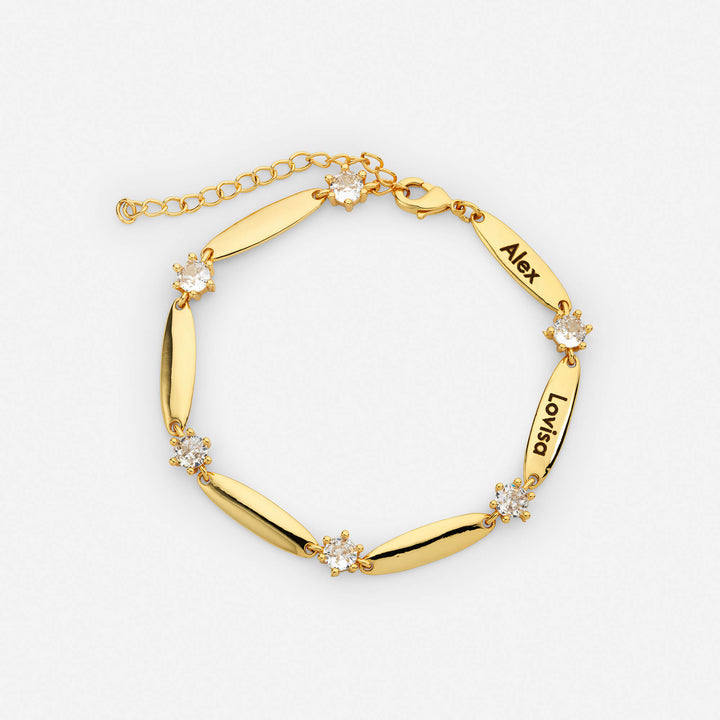 Персонализированный Браслет с Кристаллами и Плашками